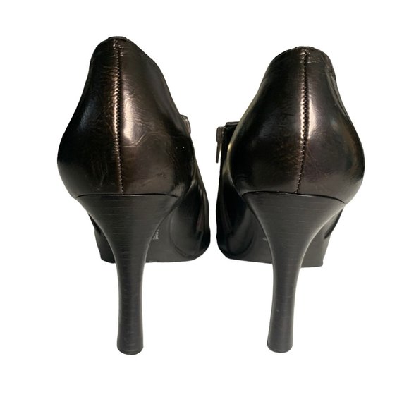 Franco Sarto Asterik Retro Heels 9.5 Dark Brown Copper Side Zipper Pointed Toe - Picture 5 of 7